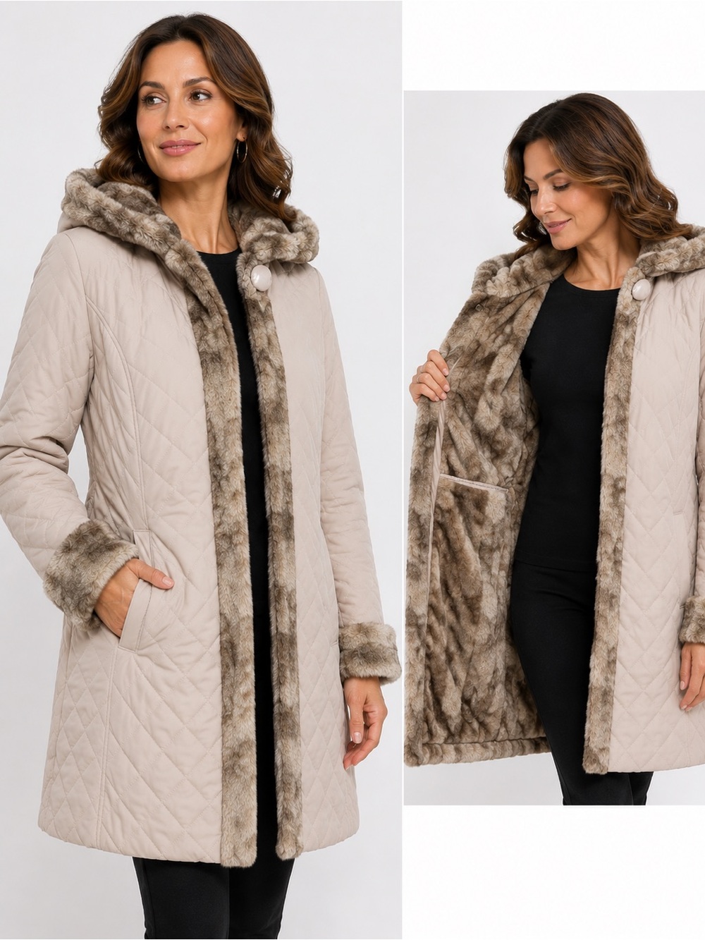Guillaume Quilted Winter Coat Faux Fur Trimmed & lined Hooded Puffer